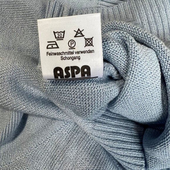 Aspa (Germany) Interlock Cable Knit Viscose Blend Polo Sweater Baby Blue : L - Picture 7 of 7
